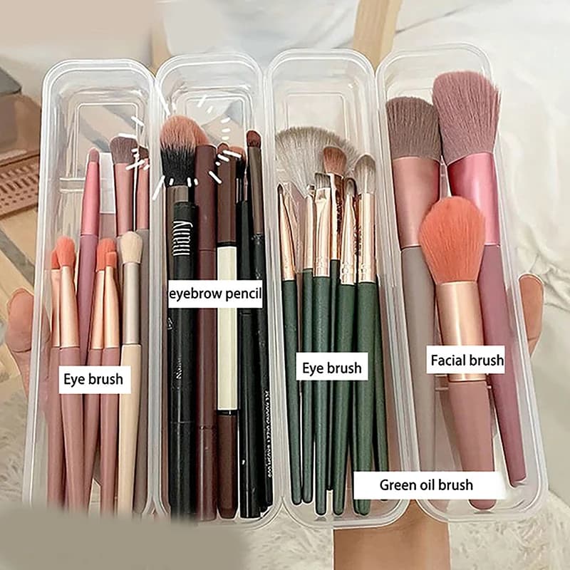 Organizer per Pennelli da Trucco Trasparente con Coperchio, Contenitori per Matite Sopracciglia, Organizzatore Portatile per Cosmetici da Donna, Strumenti per il Trucco