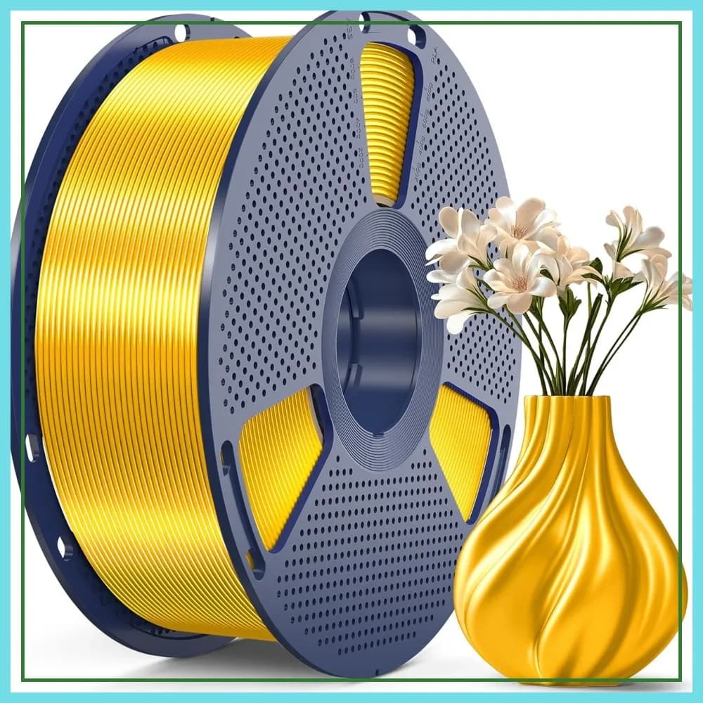 Filamento PLA Seta 1.75mm, Superficie Liscia e Setosa, Facile da Stampare, Precisione Dimensionale +/- 0.02mm, Oro Chiaro 1KG