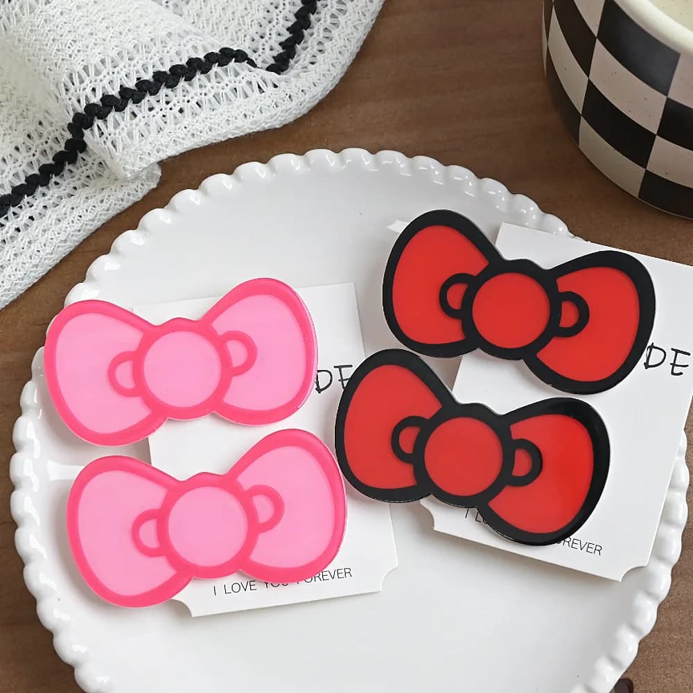 Hair clip with new Japanese trend resin bow, student party, Kawaii hair accessories, cute side clip for women, duck beak clip