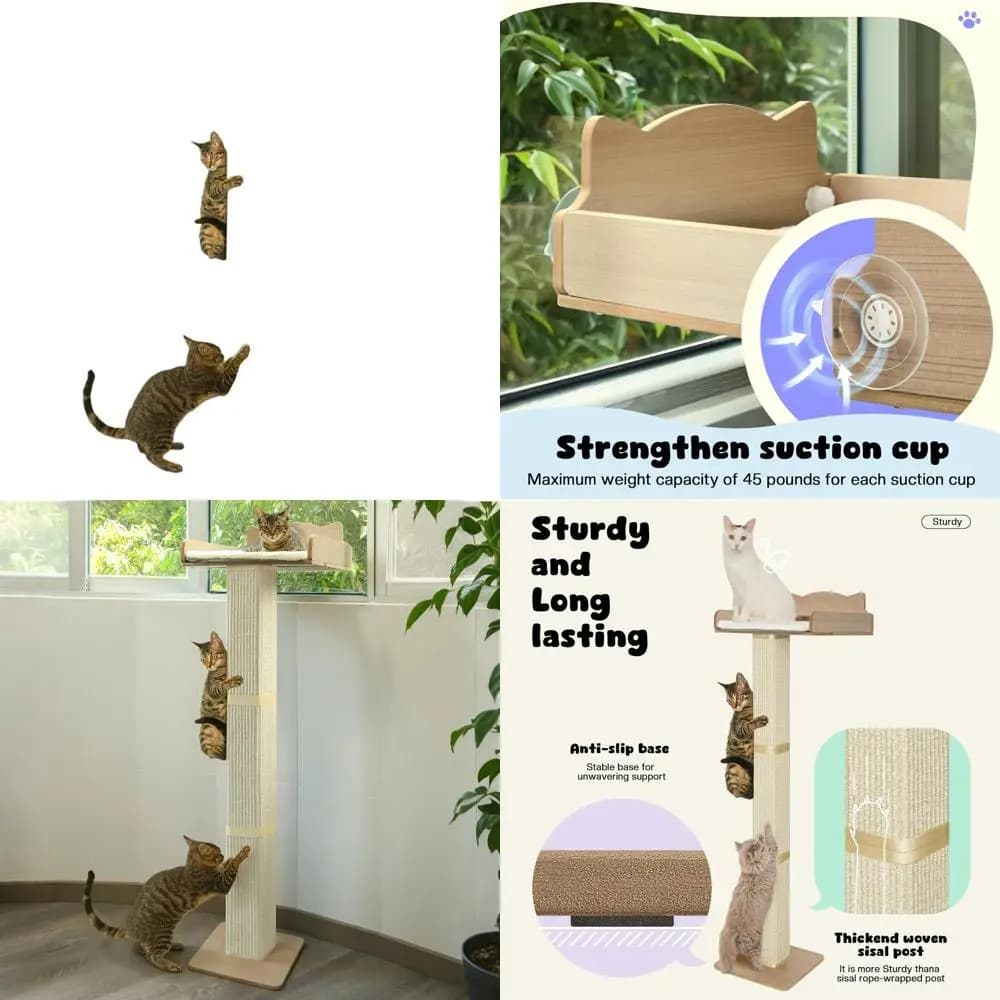 Tiragraffi Regolabile in Sisal da 53,5 cm con Amaca e Cuscino per Gatti
