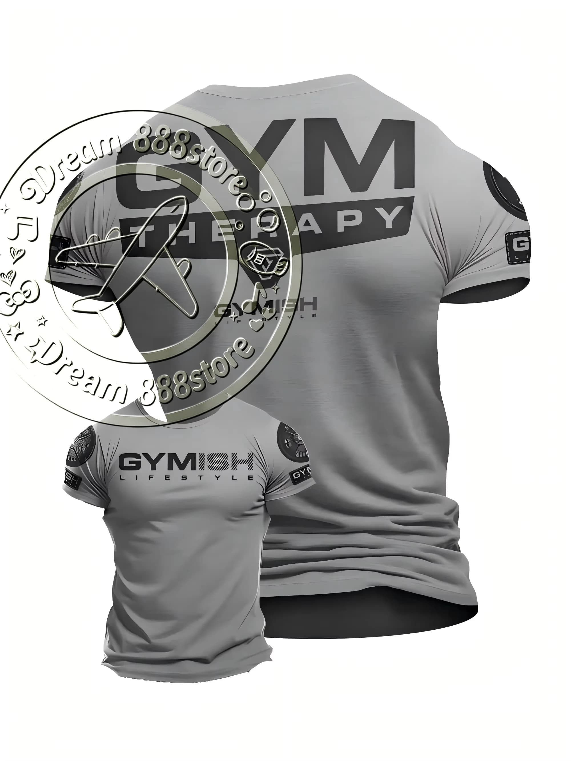 Men Gym Lifestyle Graphic T‑Shirt Retro Flag Inspired Letter Slogan Print Short Sleeve Tee Fitness Workout Training Casual Sport