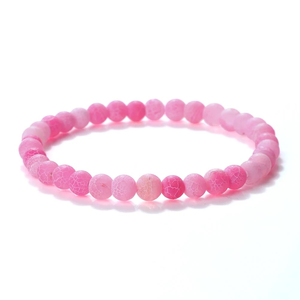 Braccialetto Curativo in Pietra Rosa Naturale da 6mm, Charm in Pietra Rosa Invecchiata, Cordino Elastico, Gioielli da Preghiera, Perline, Regalo per Amanti e Donne