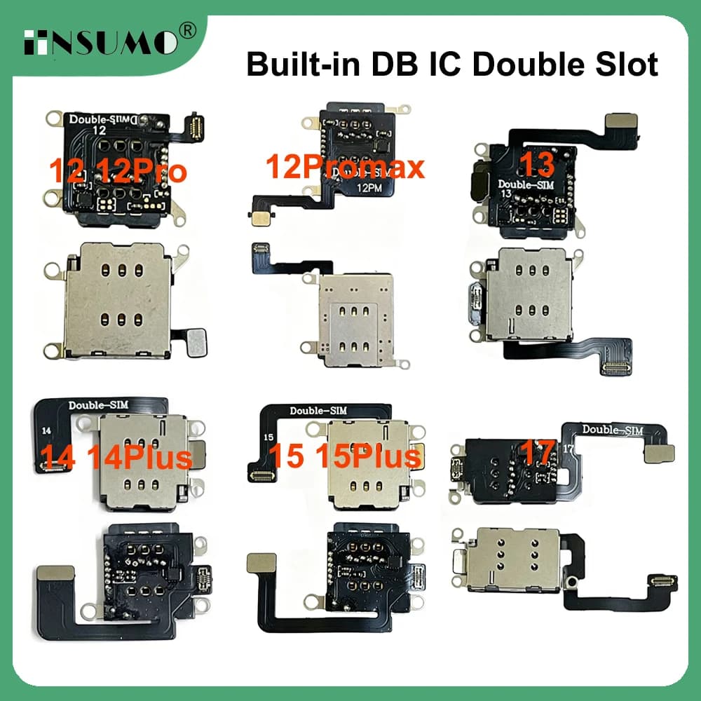 Mep Flex Built-in DB R-sim Double Integrated Card Slot For iPhone 12 to 17 series US Version Esim to Sim Dual Card Flex Ca‮lb‬e