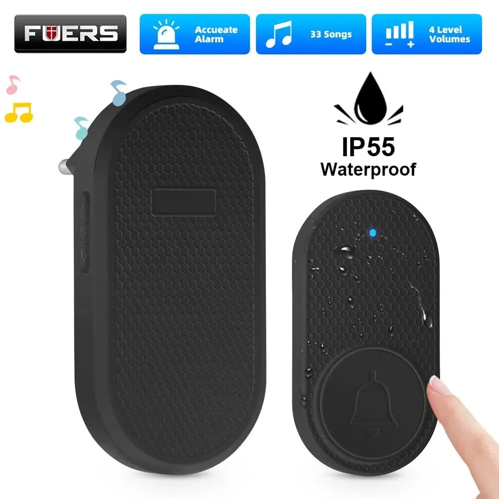 Fuers M558 Campanello senza fili per la casa 32 brani Pulsante impermeabile Campanello di benvenuto Campanello per porta Allarme intelligente intelligente con batteria