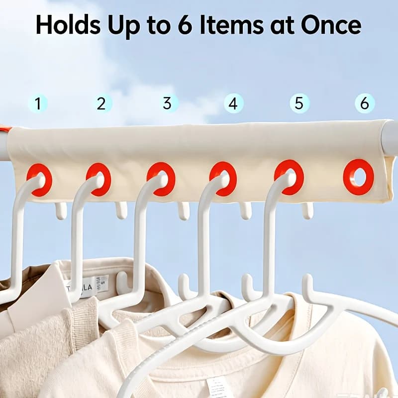 6 Holes Fixed Rack For Clothes Hanger Organizer Foldable Windproof Clothes Hangers Storage Rack Wardrobe Space Saver Hook