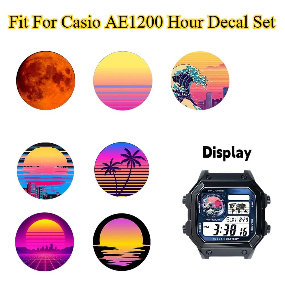 For Casio AE1200 Watch Screen Sticker High Definition 39 Style Various Styles Decal Royale Mod Watch Accessories