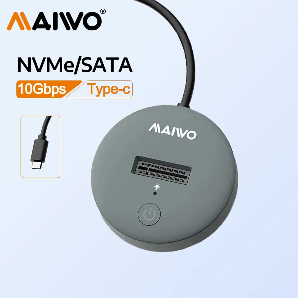 MAIWO 10Gbps NVMe SATA M.2 SSD Docking Station USB 3.2 Gen2 Adattatore per unità a stato solido USB-C M2 NGFF NVMe Scatola per disco rigido per PC