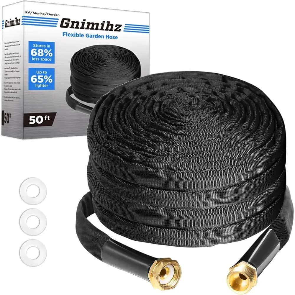 Tubo da Giardino Ultra-Leggero in TPE da 15 Metri con Raccordi in Ottone Massiccio, Non Restringe, Facile da Riporre, Sicuro per Acqua Potabile, Per Tutte le Condizioni Atmosferiche, B
