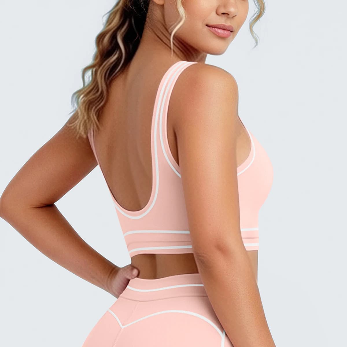 1PC Yoga Bra Sexy Backless V-shaped Vest Color Blocking Yoga Underwear with Chest Pad Summer Gym Woman Running Sports Bra