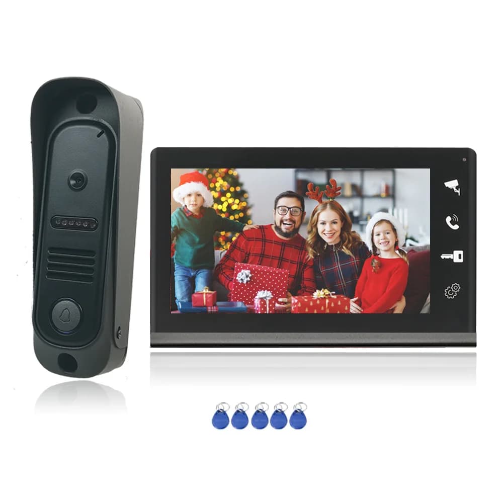VIDEW Videocitofono cablato con campanello Kit citofono per appartamento con visione notturna a colori e HD da 7 pollici per la casa
