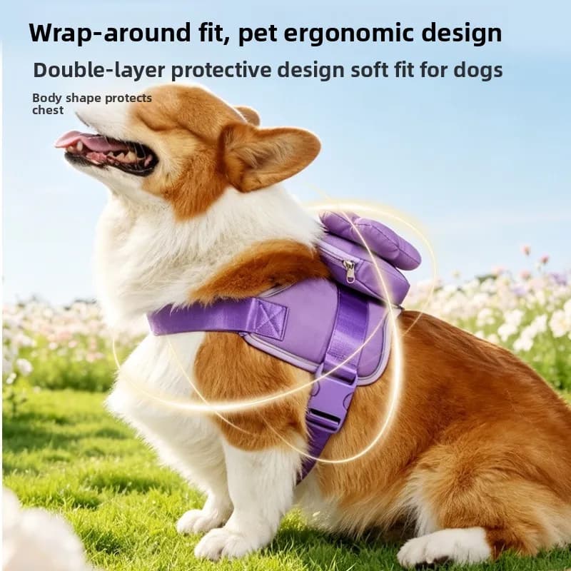 Dog leash chest strap flower backpack vest medium and large dog teddy corgi bear walking dog chain