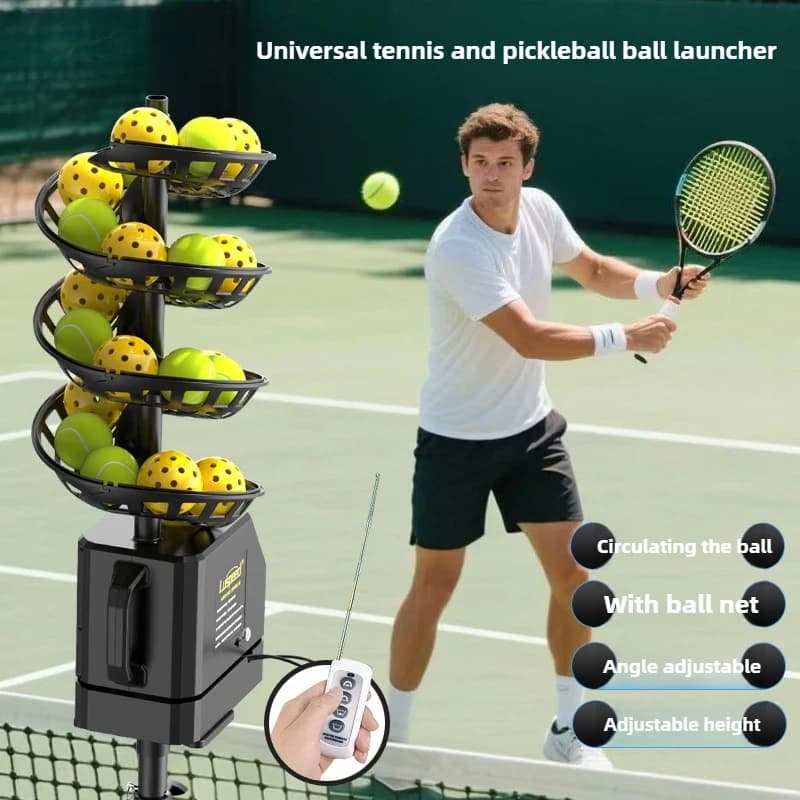 Macchina per palline da tennis regolabile Dispositivo portatile automatico per servire il tennis Macchina per la consegna di palline per esercitazioni Attrezzatura sportiva all'aperto