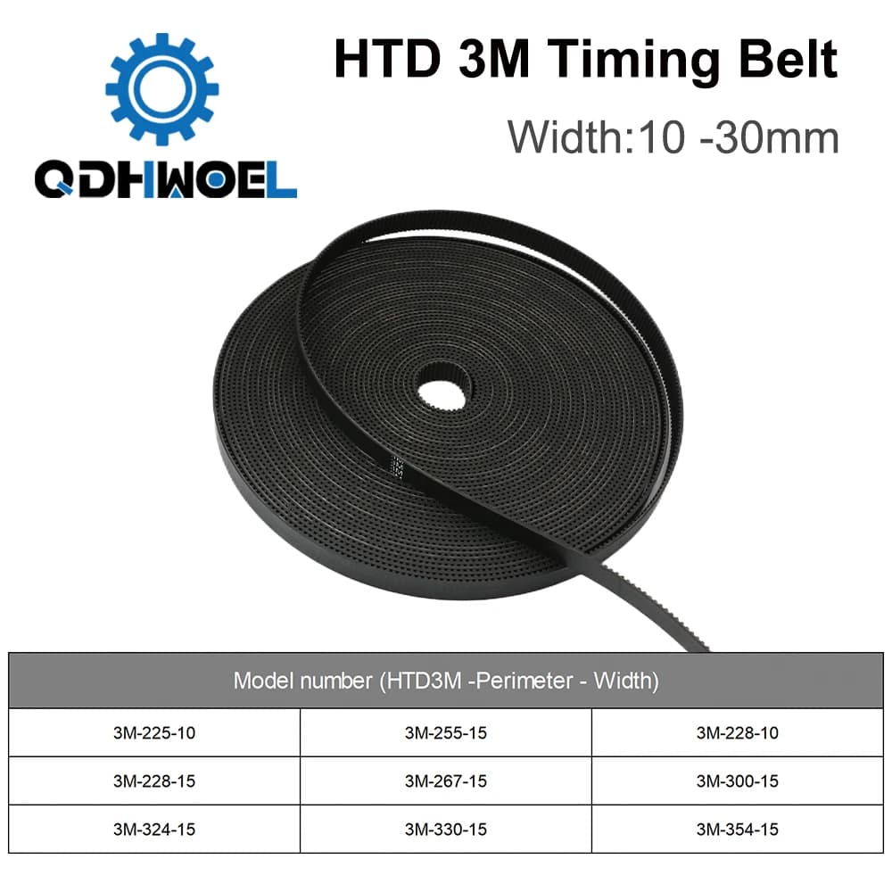 HTD3M PU Open Timing Belt 3M Polyurethane Transmission Belt Width 5-40mm for CO2 Laser Engraving Cutting Machine