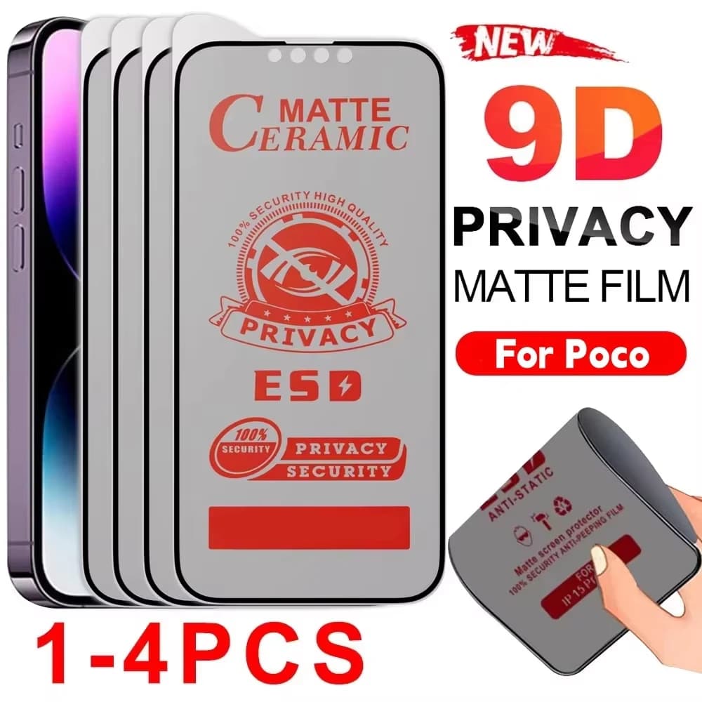 1-4PCS Privacy Matte Ceramic Screen Protector For Xiaomi POCO X7 Pro F7 F6 M6 X6 Pro F5 Films Poco F7 M7 F6 X6 X5 F5 M3 C75 C65