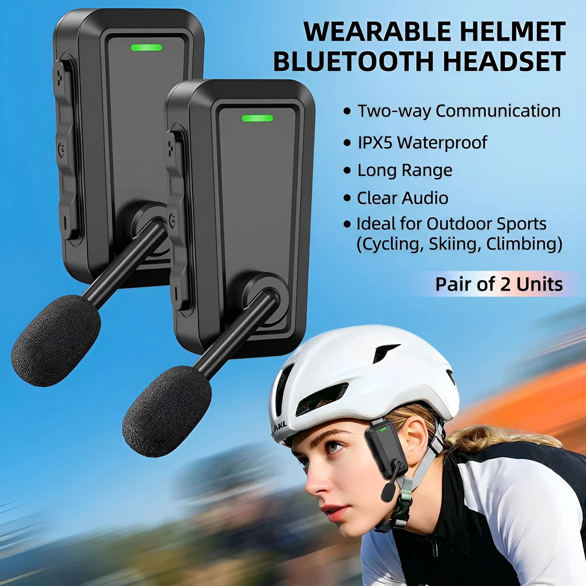 1Pair Motorcycle Helmet Bluetooth Headset Wireless BT Intercom Earphone Noise Reduction Music Sharing for Cycling Bike Riding