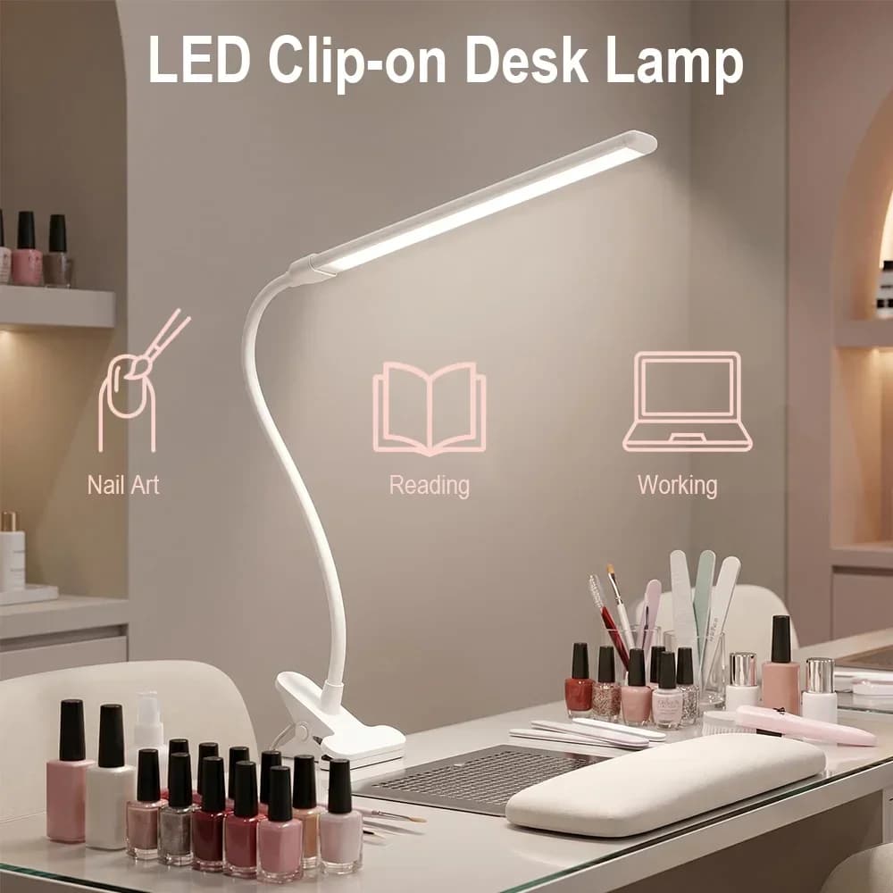 Foldable Clip On LED Lamp Touch Control 3 Color 10 Brightness USB Dimmable Night Reading Desk Light for Home Bedroom
