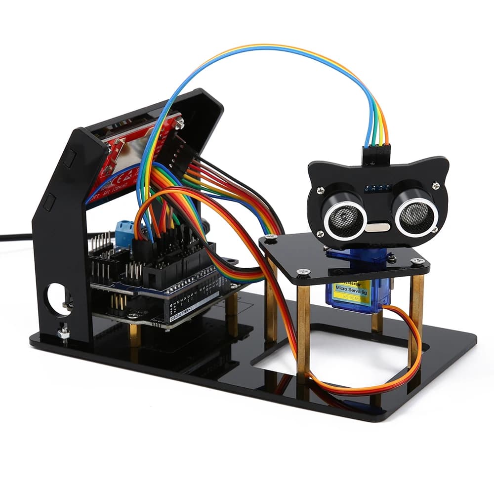 DIY robotic kit with ultrasound simulation radar sensor with R3, TFT SPI 1.8" servo sg90 for Arduino