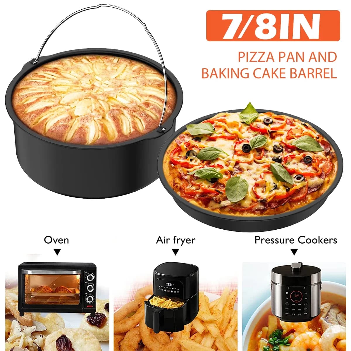 Set of 2 Air Fryer Accessories: Pizza and Mould for Cake with Anti-Agent Coating