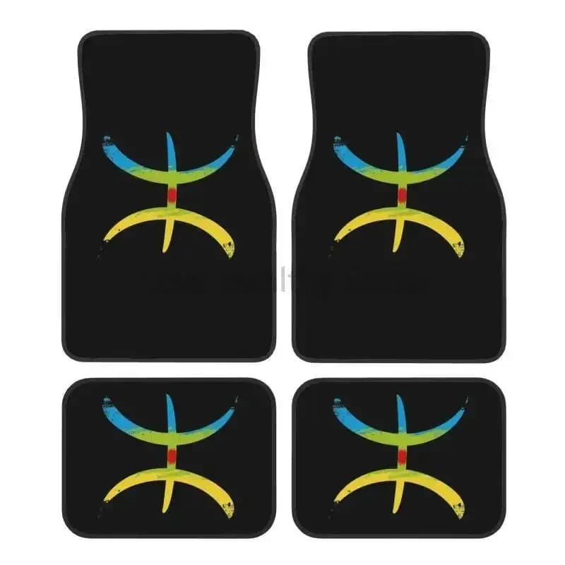 Kabyle Amazigh Flag Floor Mats of 4 Full Sets Universal Fit for SUV Vans Car Front and Rear Foot Mats Rugs with Rubber Backing