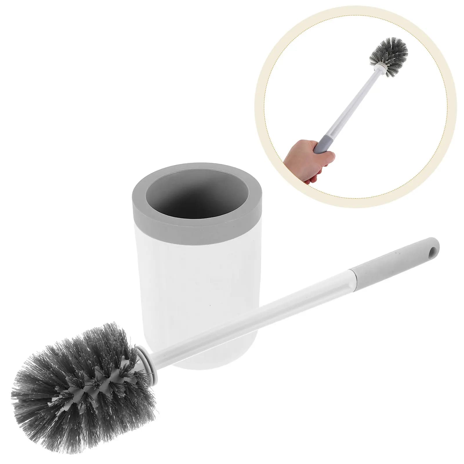 Spazzola per WC da parete per camper con supporto, manico lungo, setole rotonde, strumento per la pulizia del bagno per casa, ufficio, hotel