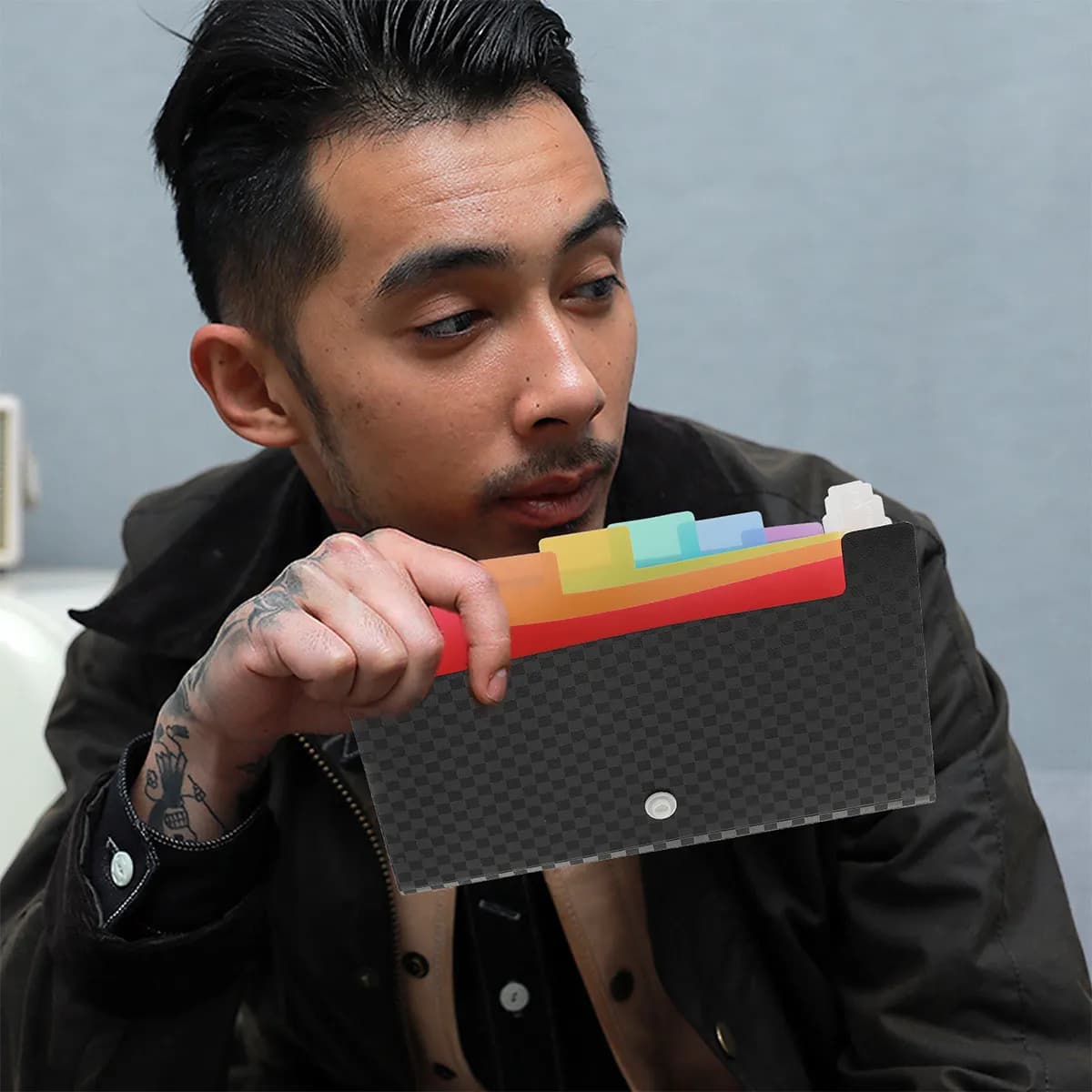 Expanding File Folder Bag A6 Size Premium PP Plastic Multi-Pocket Document Organizer Portable Receipt Holder for Bills Checks