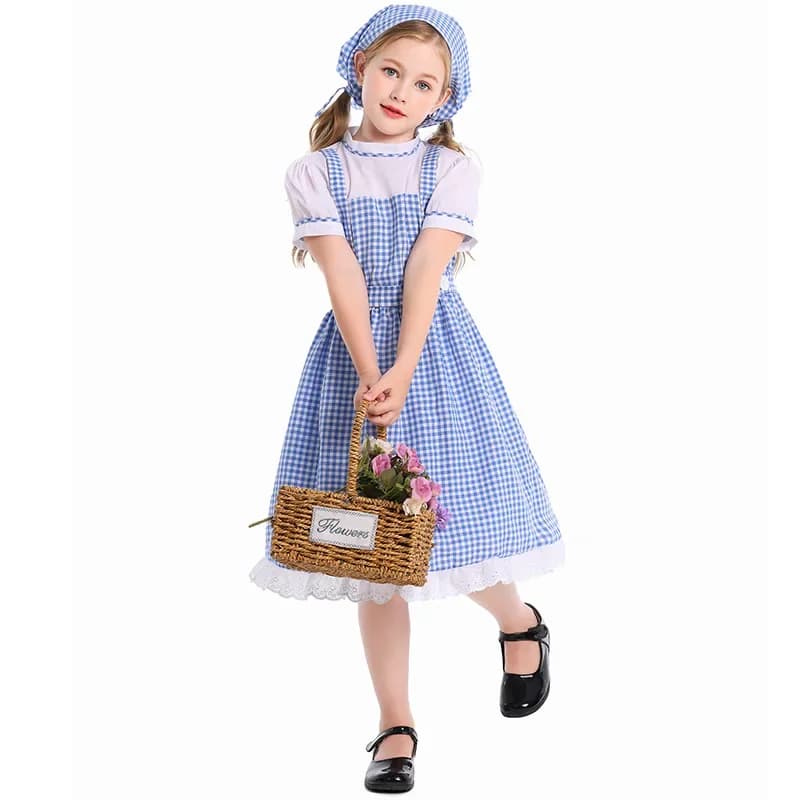 Abito blu Dorothy Mago di Oz Costume di Halloween Ragazze Bambini Festa carina Tiro Prestazioni cosplay