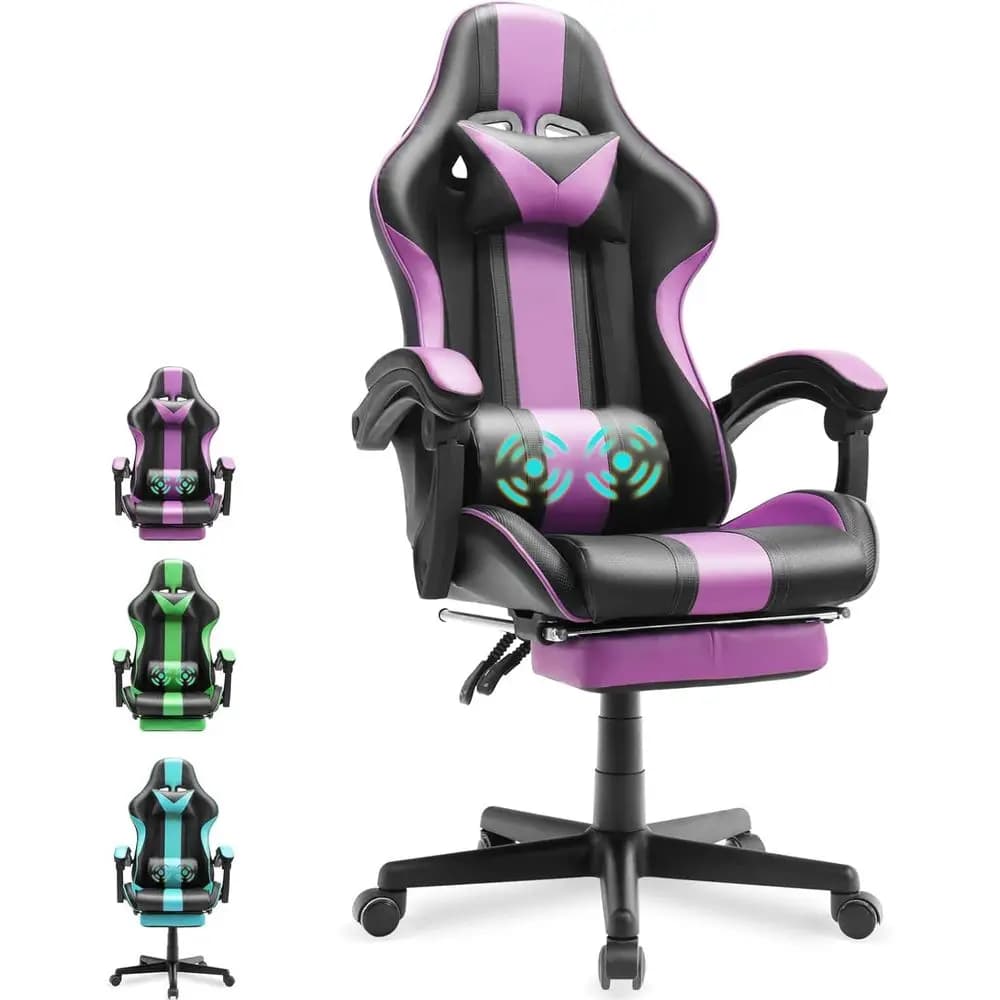 Sedia da Gaming Ergonomica Reclinabile con Poggiapiedi e Supporto Lombare per Adulti