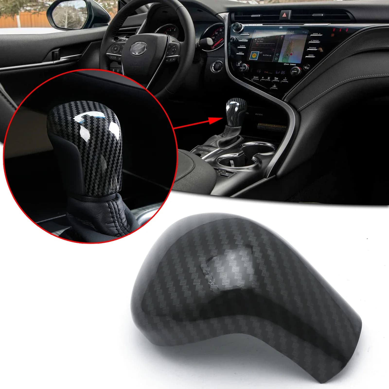Carbon Fiber Interior Style Gear knob Decalcomania Head Level Cover for Toyota Camry 2018-2024 Corolla Hatchback Avalon 2019-2024