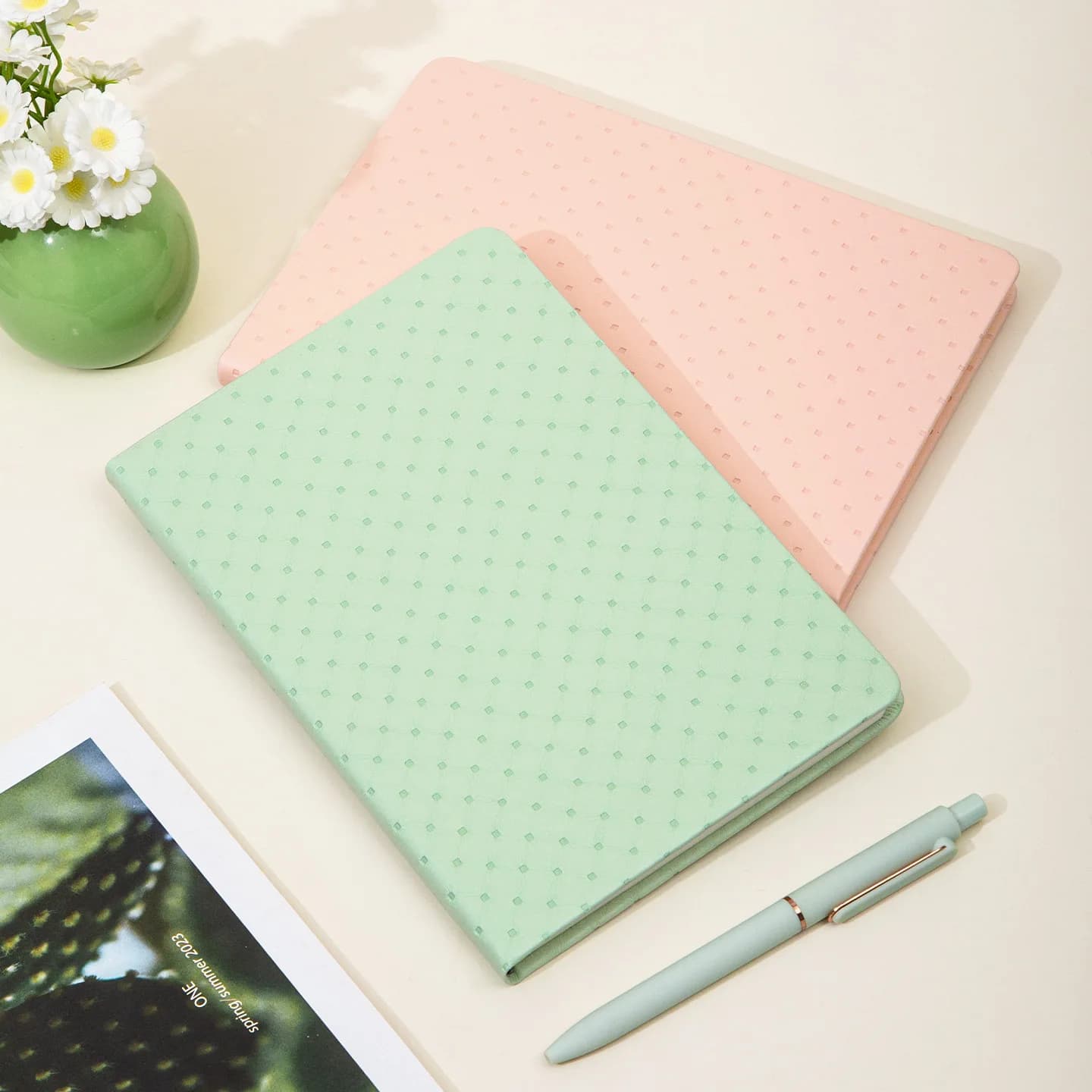 A5Chic Vegan Leather Notebook Minimalist Aesthetic Journal for Everyday Notes&Planning Light Fashion Leather Journal Koreanstyle