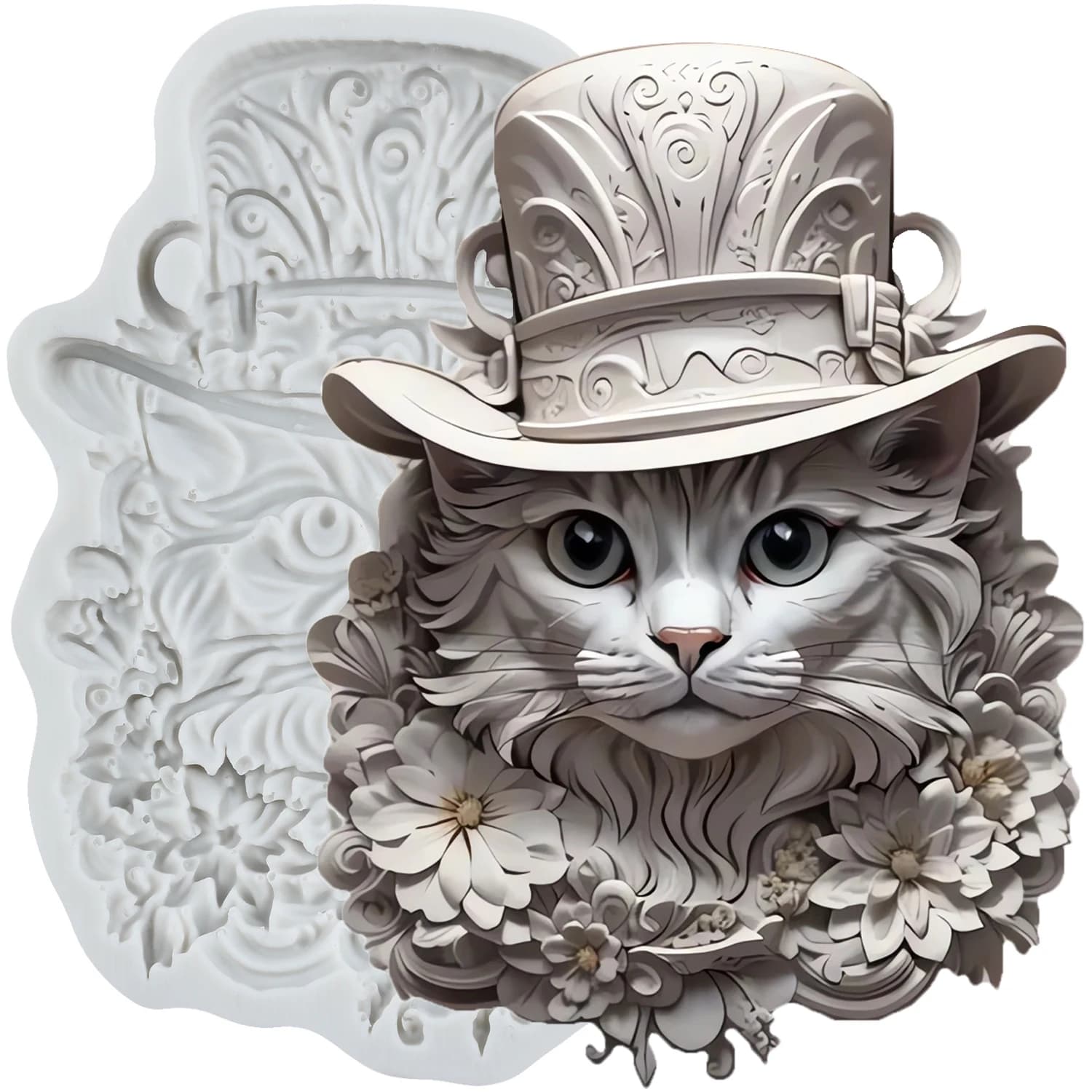 Stampi in silicone per gatti Gentleman Cat Strumenti per decorare torte fondente Cupcake Topper Caramelle al cioccolato Artigianali Pasta di gomma Argilla polimerica