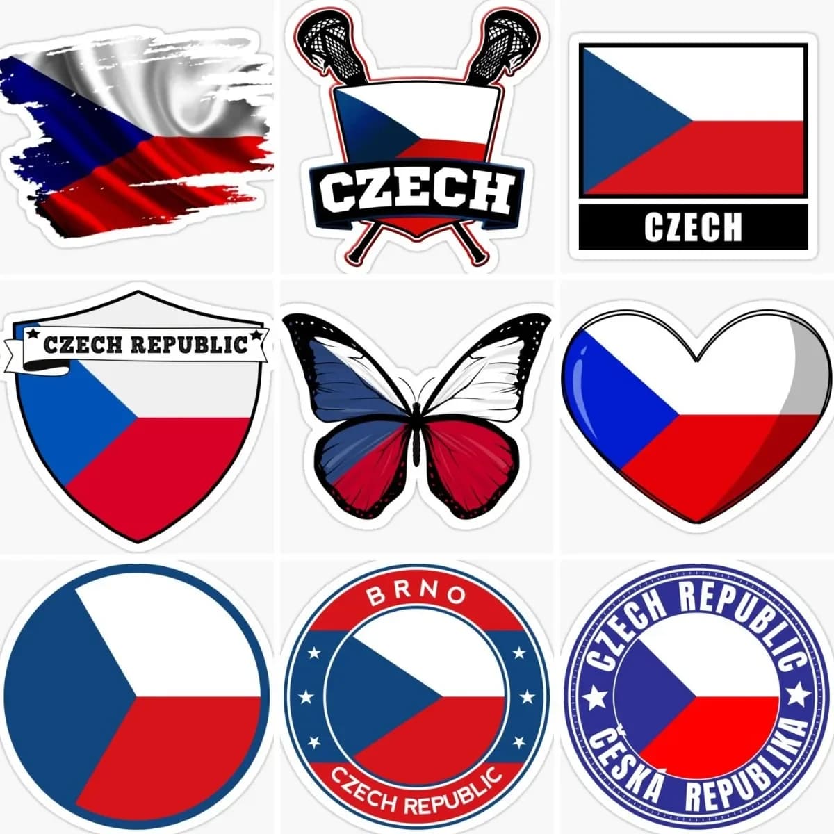 Adesivi con emblema della bandiera della Repubblica Ceca in vinile per laptop, auto, finestre, camion, moto, casco, da corsa, fuoristrada, decorazioni murali, accessori