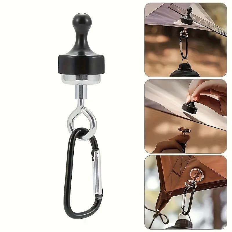 Ganci Magnetici da Campeggio Super Resistenti in Ferro con Sospensione di Sicurezza per Connessione Tende e Attrezzature da Campeggio, Escursionismo e Avventura all'Aperto
