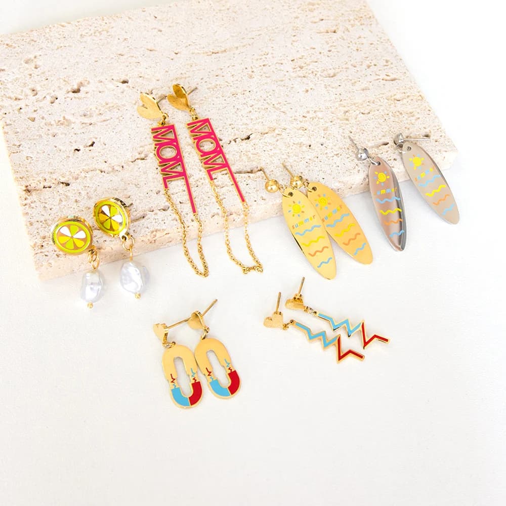 LUXUKISSKIDS Summer Vibe tavola da surf gioielli Casual sulle orecchie Designer pendenti a goccia per donna orecchini pendenti con borchie geometriche alla moda