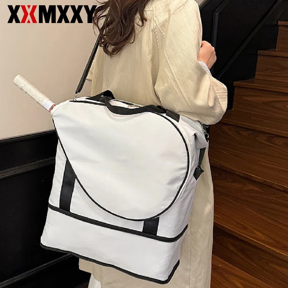 Women's tennis bag, 1 piece, with compartment for 2 rackets, shoe compartment and waterproof pocket, travel bag for weekend.