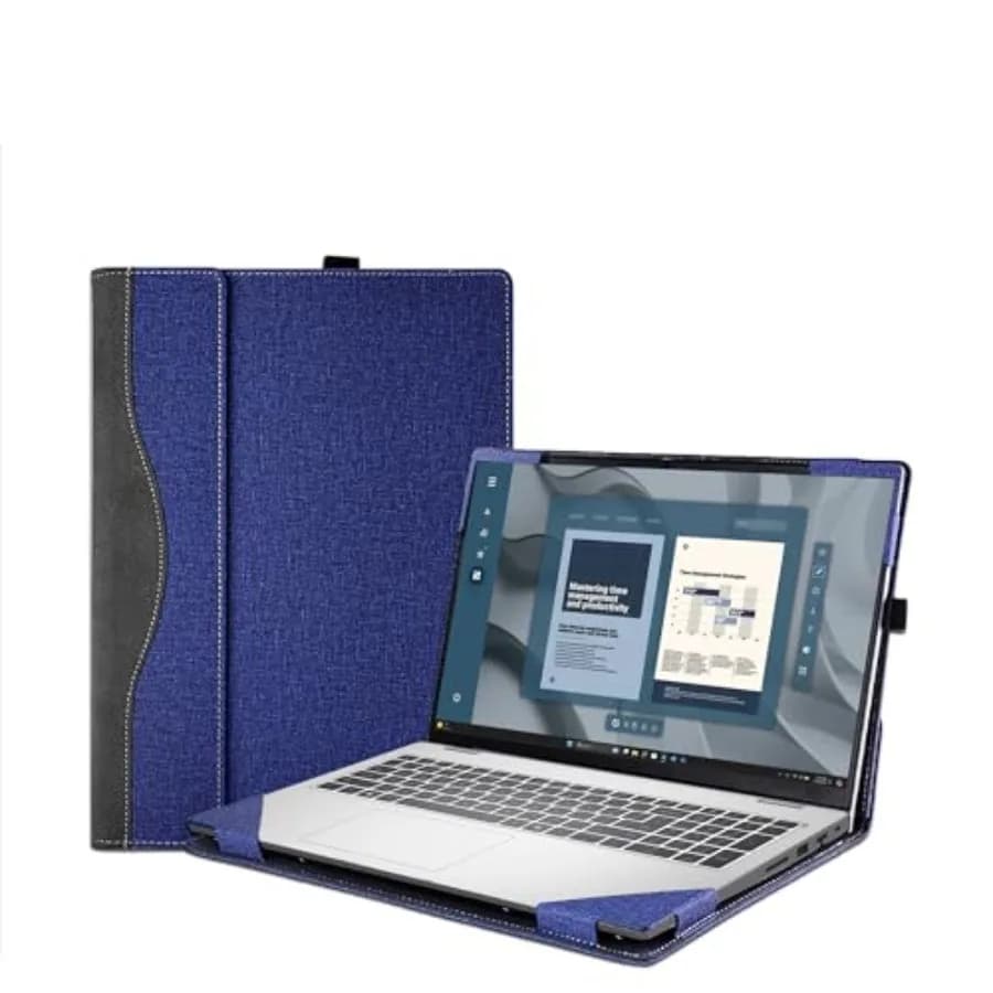 Custodia per laptop per Dell Pro 16 Plus PB16250 PB16255 PC16255 PC16250 con portapenne, custodia protettiva in pelle PU, blu scuro