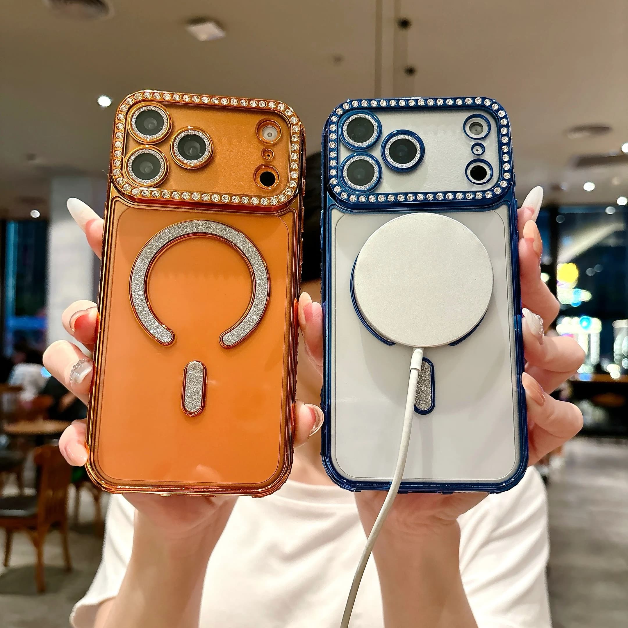 Advanced Electroplated Edge Drill Magnetic Phone Case For iPhone 17 16 15 14 13 12 11 Pro Max Air Plus Lens Protection Cover