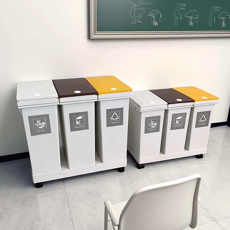 1 set di bidone della spazzatura con classificazione a puleggia, 20L/36L/40L/60L, separazione dei rifiuti da cucina asciutti e bagnati, adatto per le famiglie