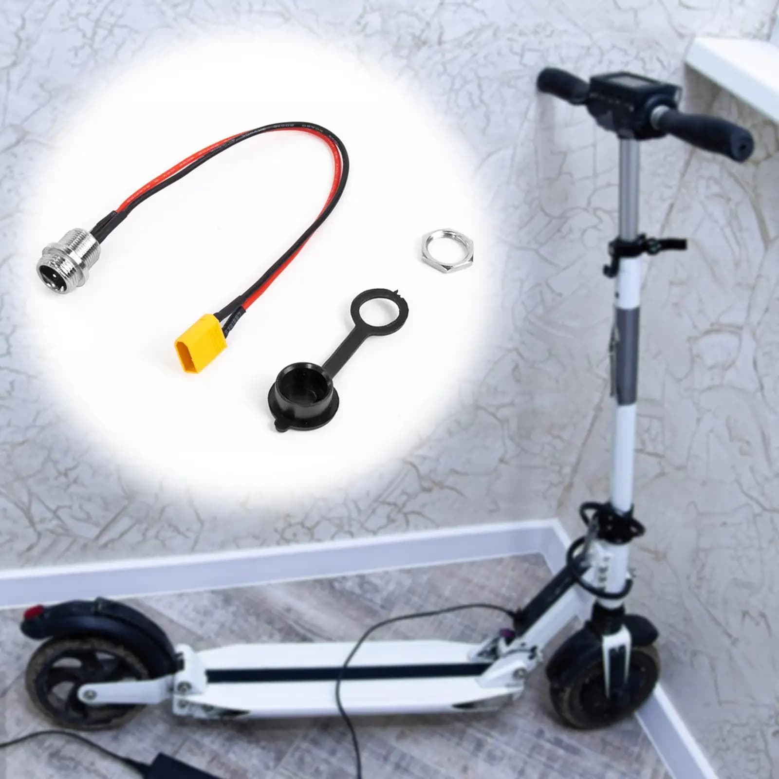 Interfaccia di ricarica per scooter, adattatore a 3 pin, materiale PP robusto, parte flessibile per bici elettrica