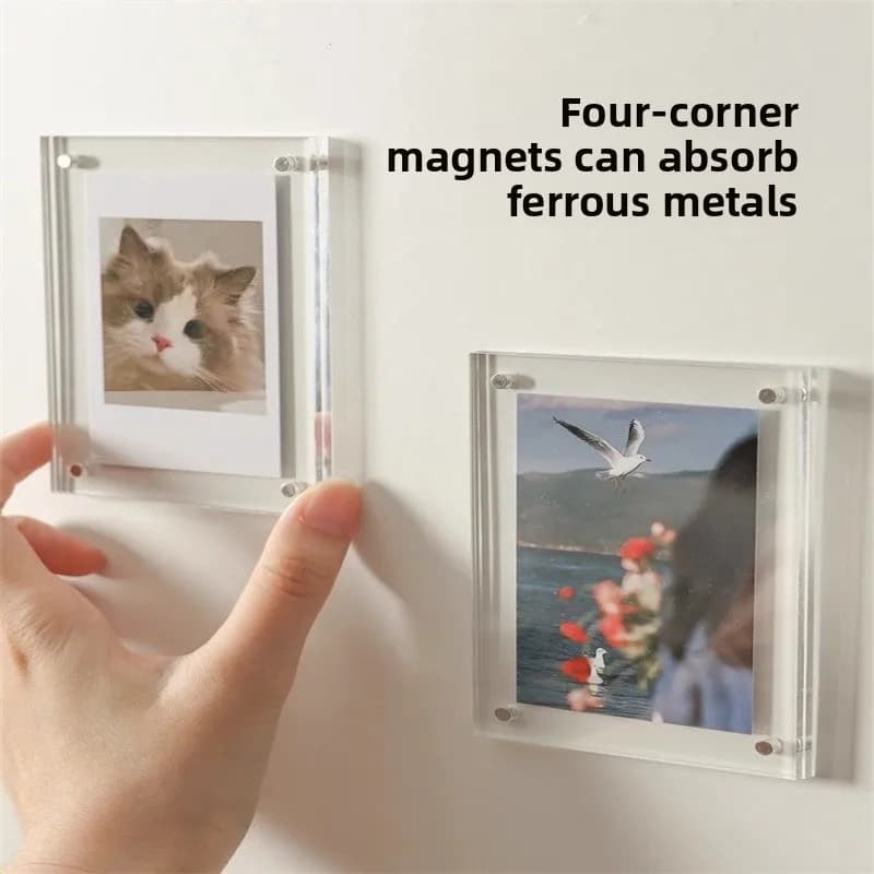 Cornice Magnetica in Acrilico per Foto Polaroid e Biglietti, Espositore da Parete per Immagini di Viaggio, Mini Supporto Magnetico da Frigo per Scatti Fotografici