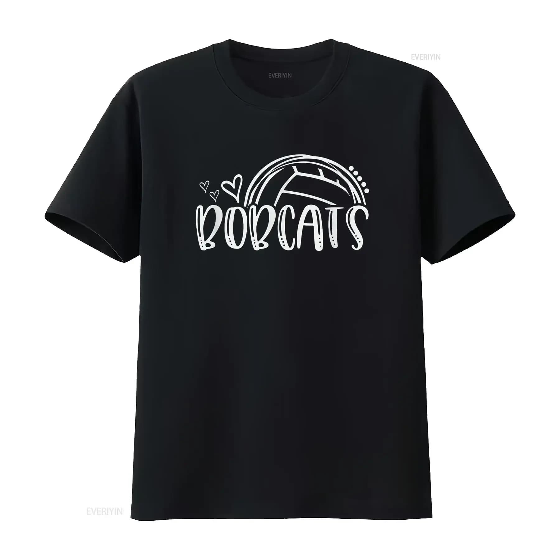 Maglietta da donna Bobcat School Sports Fan Team Spirit nera 2XL vintage lavata abiti firmati traspirante morbida