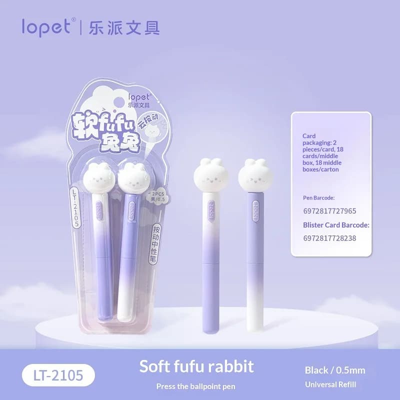 Lopet 2 pz/set Penne Gel Super Carine 0.5mm Nero Ad Asciugatura Rapida Morbido Divertente Penna A Sfera di Decompressione per Studenti di Cancelleria di Scrittura