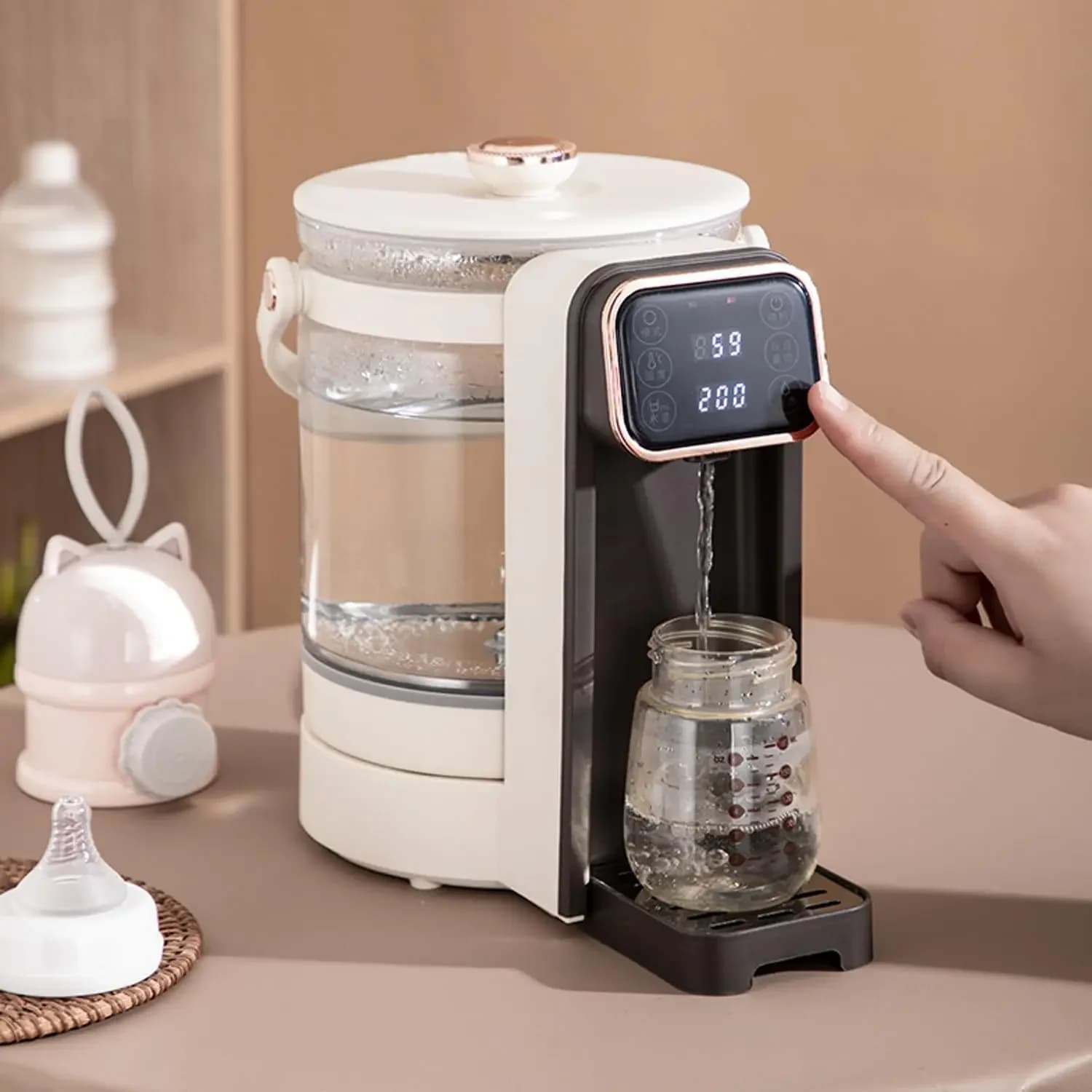 Baby Bottle Warmer, Smart Electric Water Kettle with Thermostat, Instantly Dispenses Warm Water, Detachable Tank, Accurate Tempe
