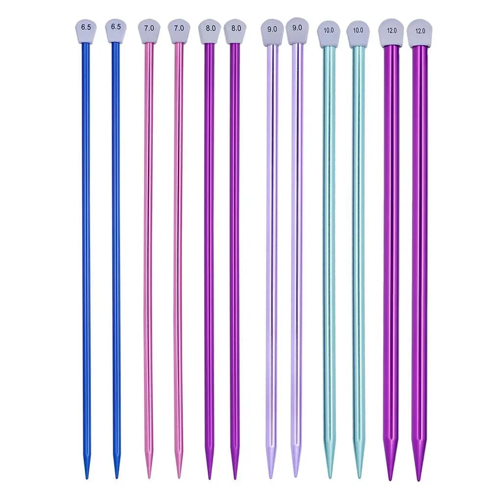 2Pcs/set High Quality Knitting Needles Sweater Scarf Straight Pins Long DIY Aluminum Single Pointed Weaving Tool