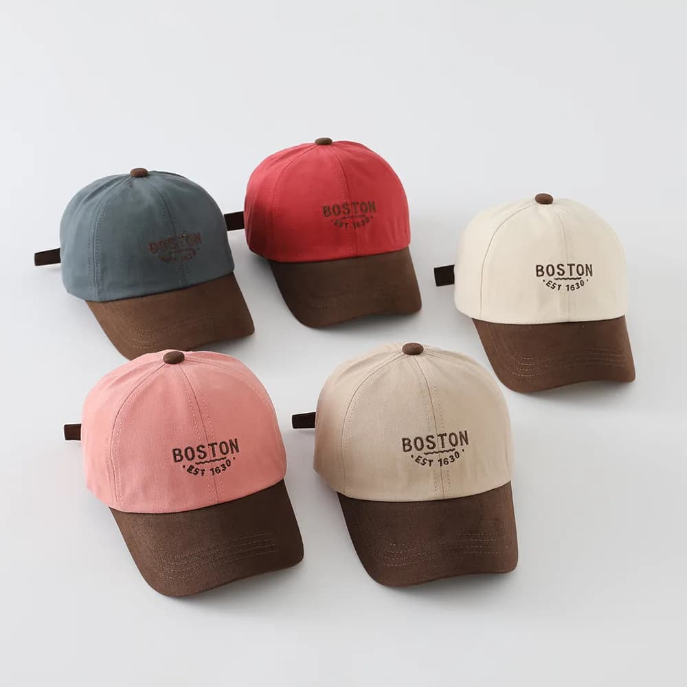 Children's Spring Autumn Embroidered Baseball Cap Unisex Kids Fashionable Versatile Sunshade Cap Breathable Cotton