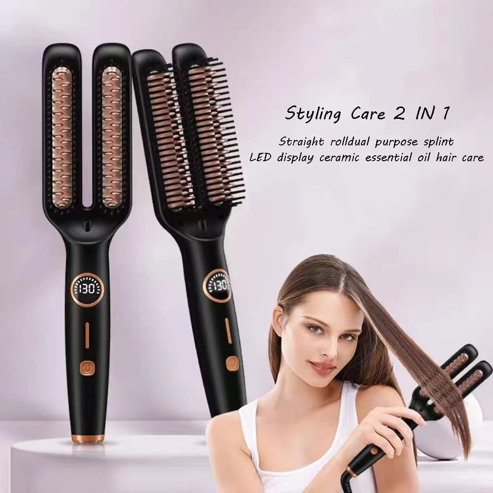 Electric double tube comb hot bigodin for hair plate comb negative ions anti-scotting tool for styling brush to smooth