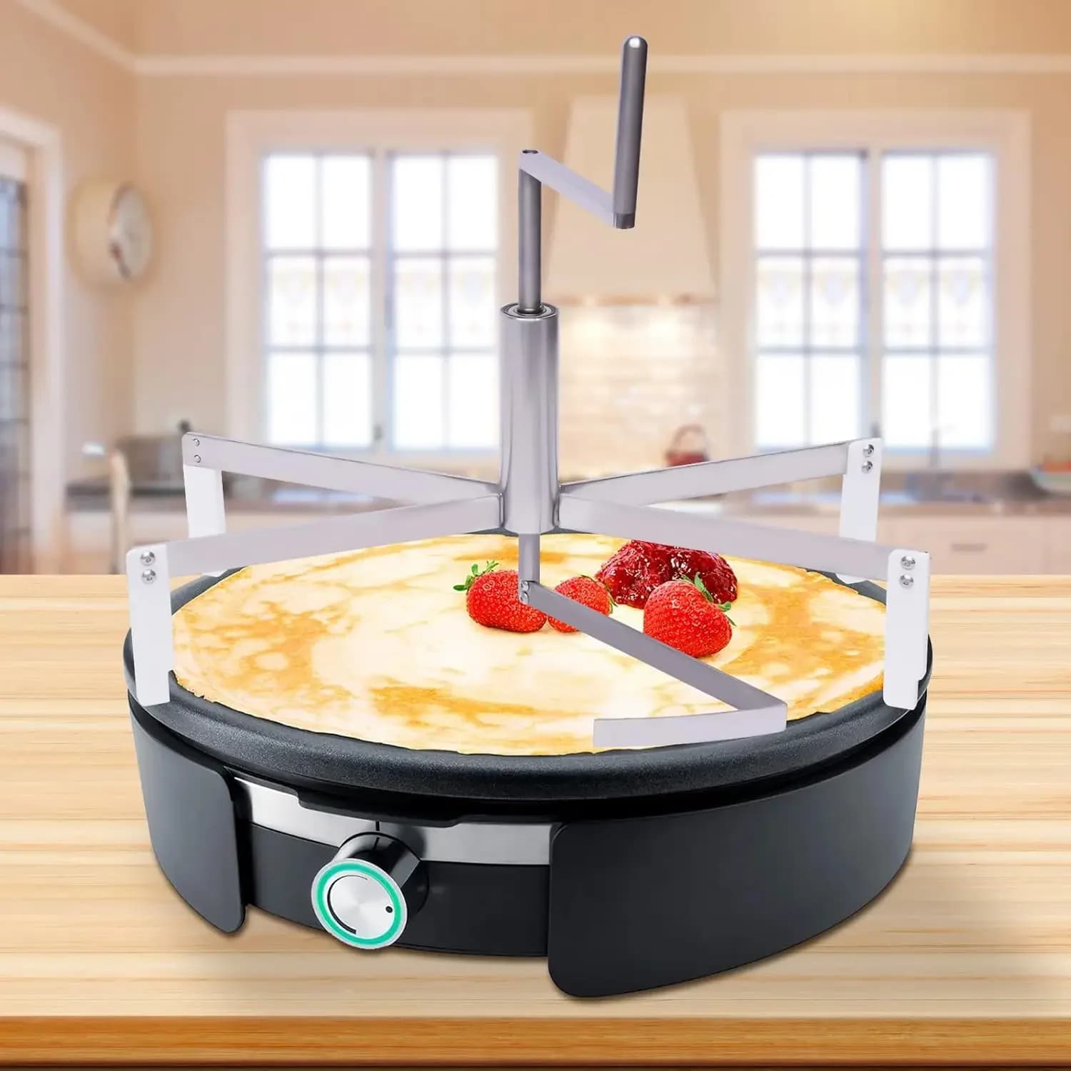 Utensile per Stendere Crepes e Pancake in Acciaio Inox, Set per Mini Pancake, Accessorio Spargipane da 40cm - Per Uso Commerciale e Domestico
