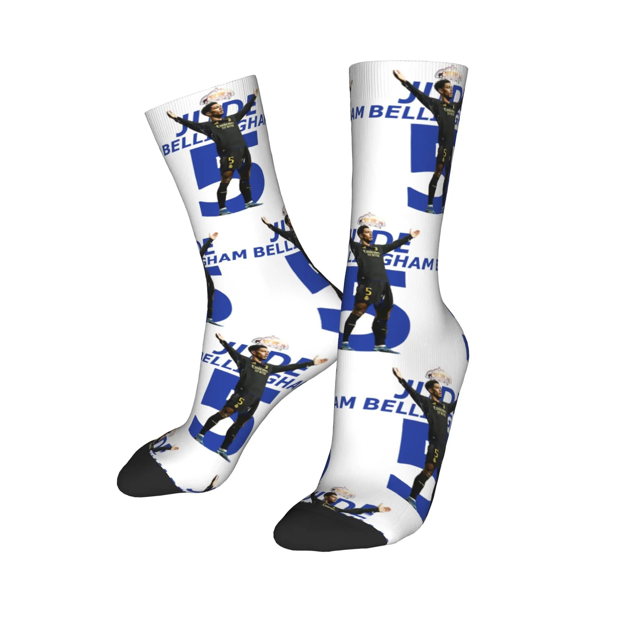 Autumn Winter Fashion Men's Women's Judes Bellinghams Rising Star Football Socks Sweat Absorbing Soccer Socks
