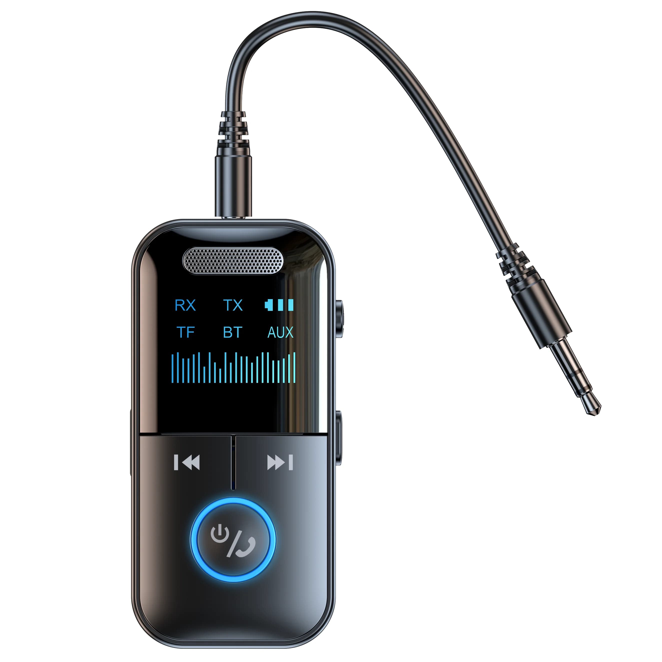 Adattatore Aux Bluetooth 5.4 Ricevitore audio Trasmettitore Jack da 3,5 mm Display a LED per auto/stereo domestico/cuffie cablate/altoparlante/TV