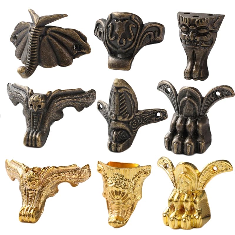 4 pezzi scatola di legno antica piedi gamba protezione angolare scatola regalo gioielli piedi decorativi gamba staffa angolare in metallo per ferramenta per mobili