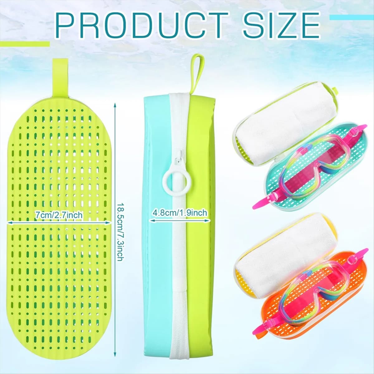 2525+ 2 pieces Swim glasses swimwear bag Silicone protective cases with exhaust hole Sunglasses case with zipper